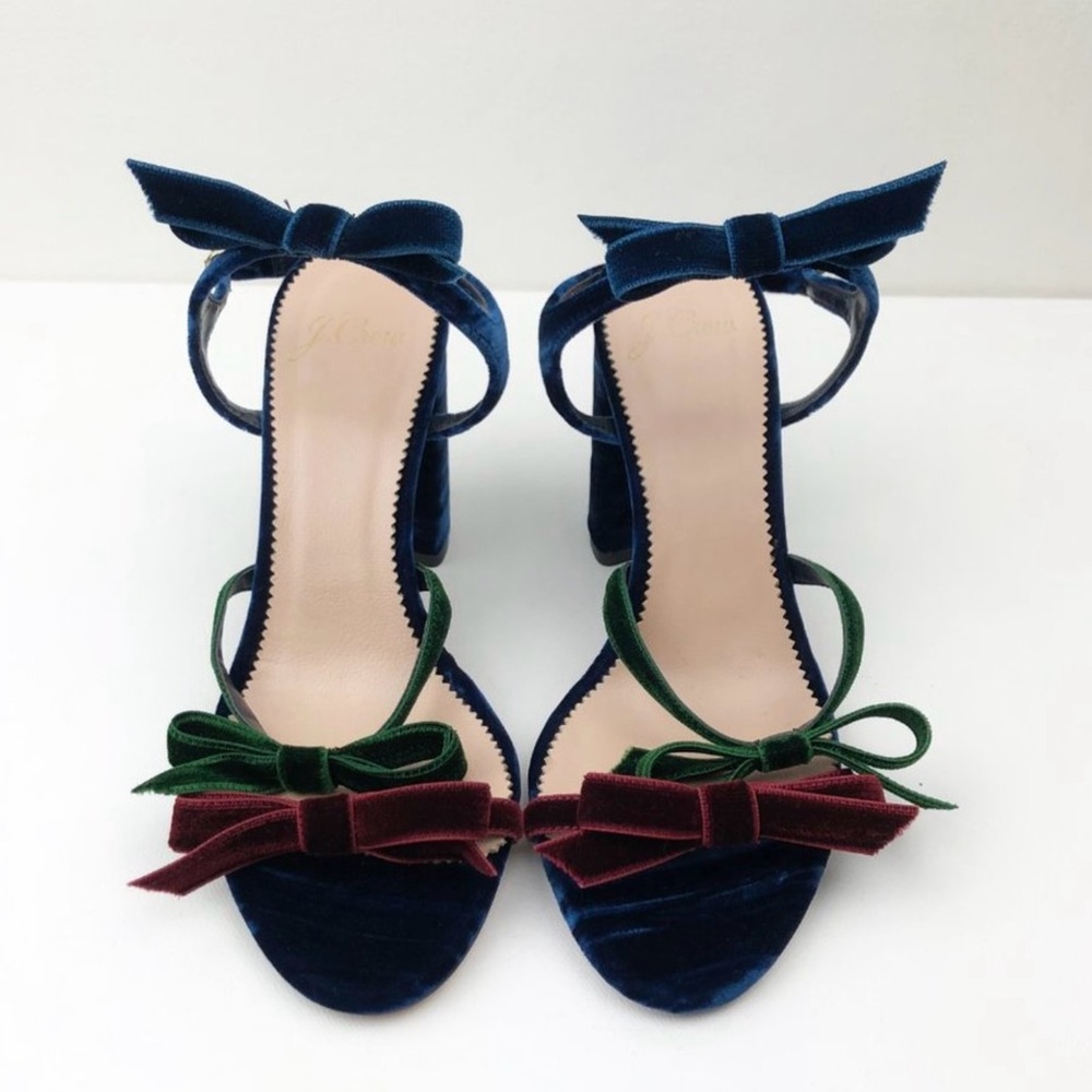 J. Crew Stella Color Blocked Velvet Pumps Blue Green Red Size 5.5